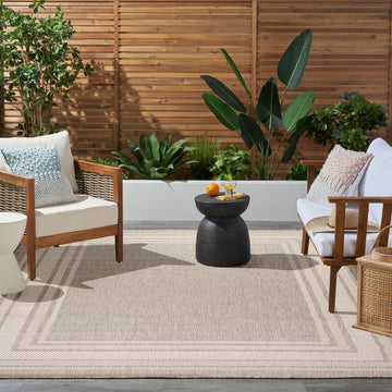 Horizon HOZ03 Modern Plain Border Durable Stain-Resistant Weatherproof Flatweave In-Outdoor Grey Rug-Nourison-Rug Love - The Most Loved Rug Store